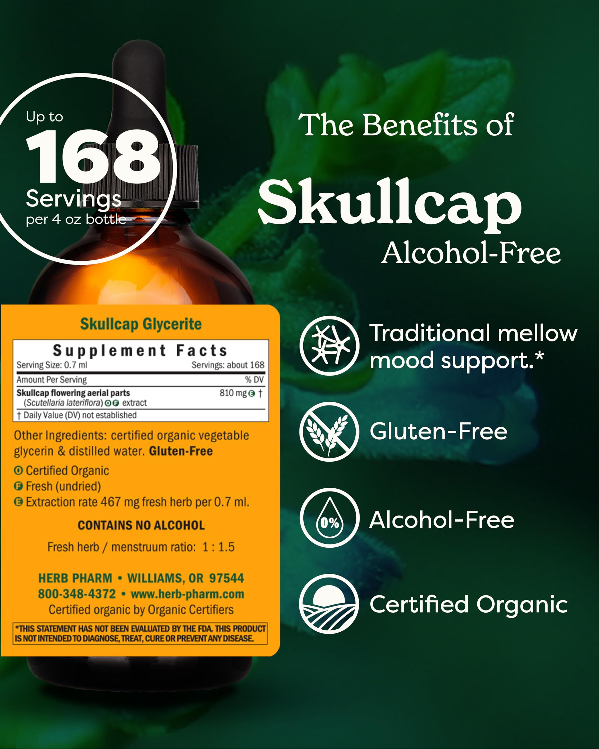 Foto 2 | Extracto Líquido Herb Pharm Skullcap 120 Ml Nervious System - Venta Internacional.