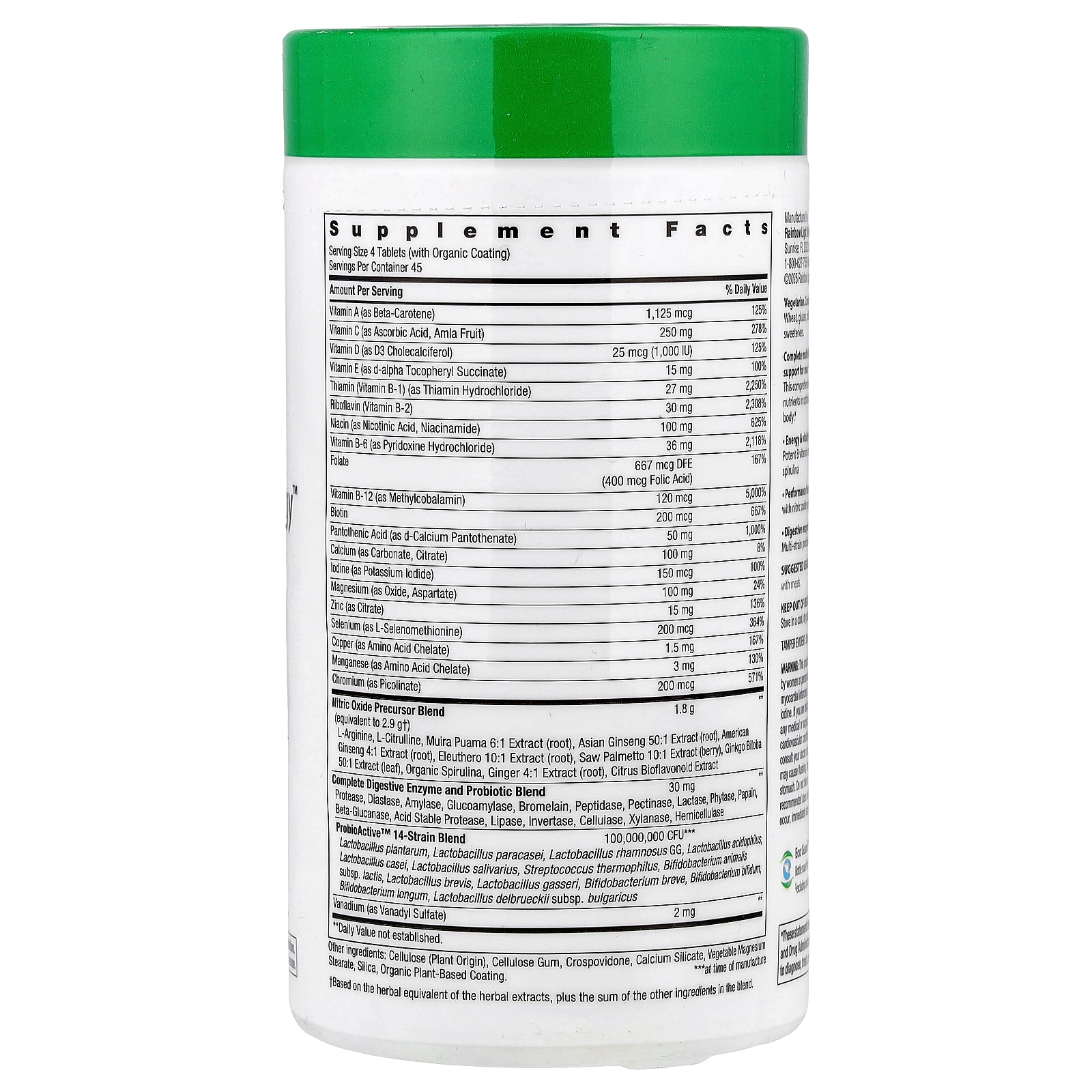 Foto 2 | Suplemento Rainbow Light Performance Energy Para Hombres+ 180 Comprimidos - Venta Internacional.