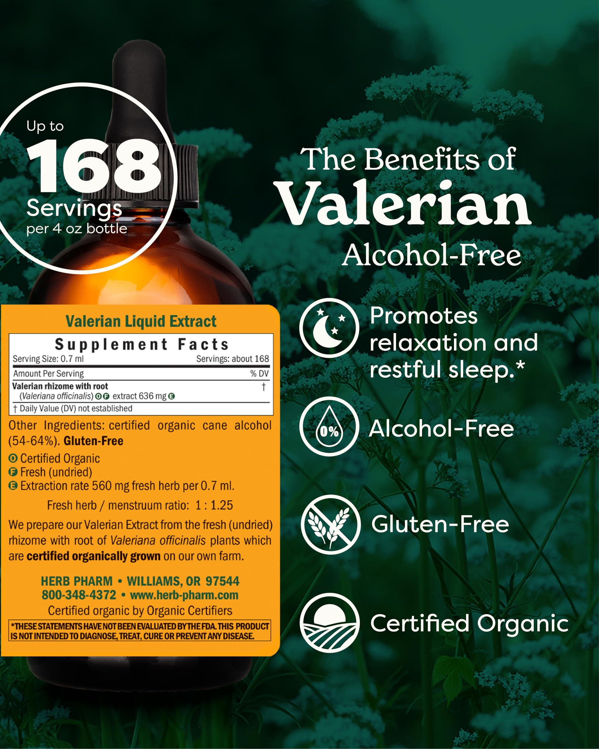 Foto 2 | Extracto Líquido De Raíz De Valeriana De Herb Pharm, 120 Ml, Sin Alcohol - Venta Internacional.