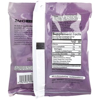 Foto 2 | Pastillas Zand Immunity Saúco Zinc Natural 45 Unidades - Venta Internacional.