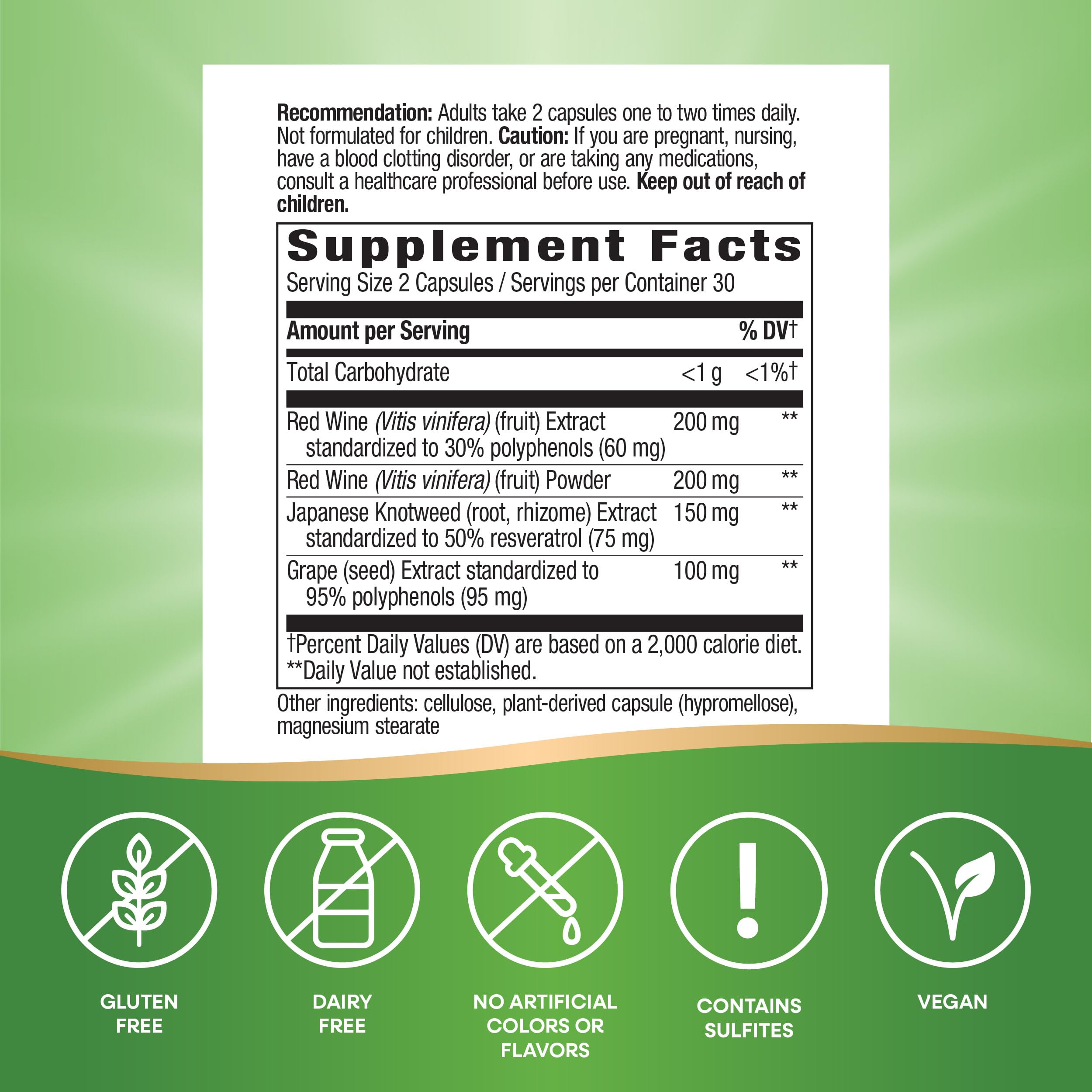 Foto 6 pulgar | Suplemento De Resveratrol Nature's Way 60 Mg 60 Cápsulas Vegano - Venta Internacional.