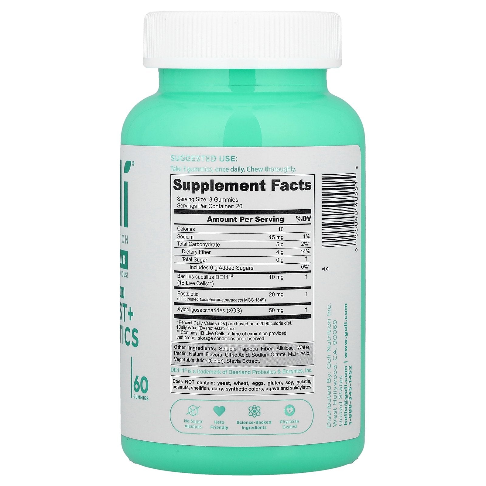 Foto 3 pulgar | Gomitas De Probióticos Supplement Goli Nutrition Pre + Post +, 60 Unidades - Venta Internacional.