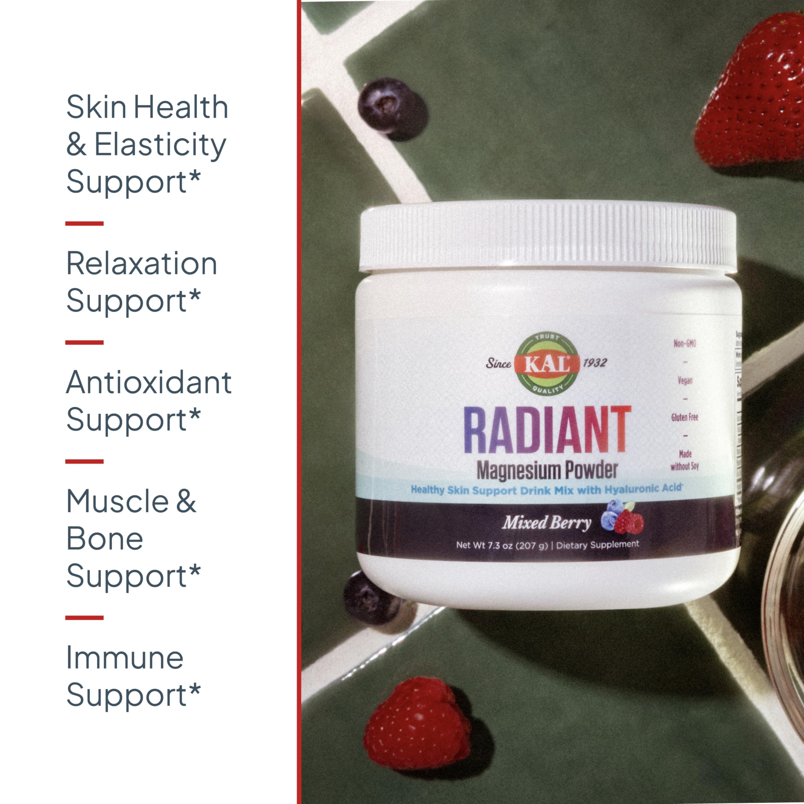 Foto 4 pulgar | Suplemento Kal Radiant Magnesium Powder Mixed Berry 215 Ml - Venta Internacional.