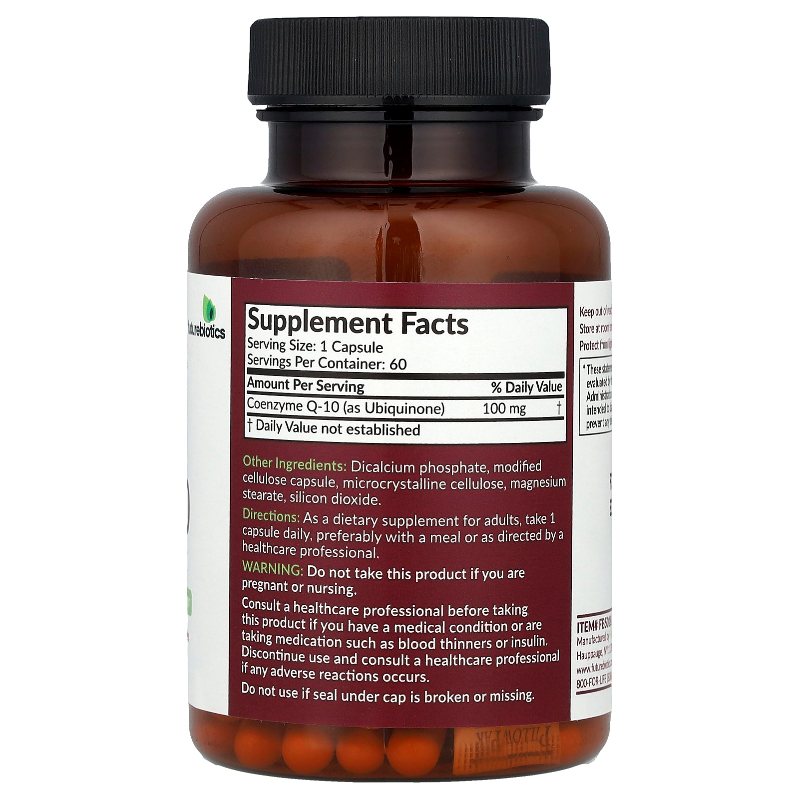 Foto 3 pulgar | Suplemento Futurebiotics Coq10 100 Mg 60 Cápsulas Vegetarianas - Venta Internacional.