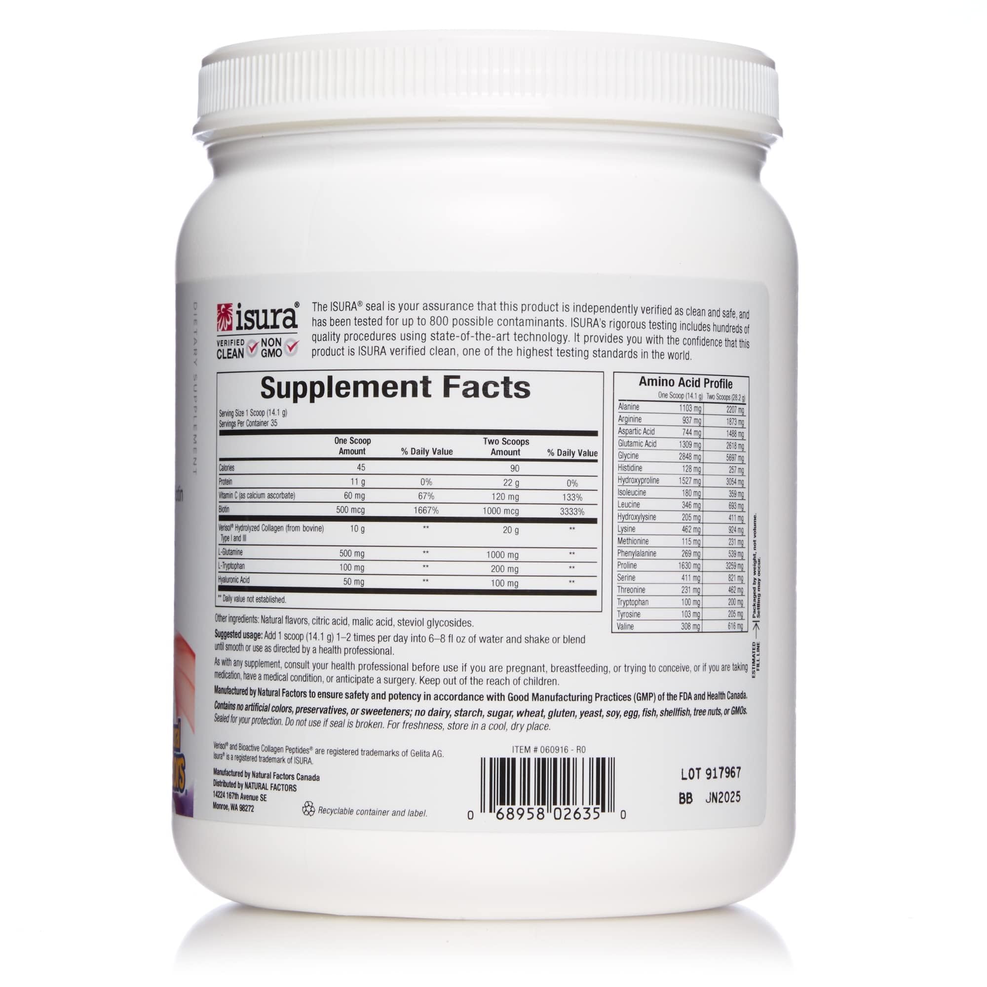 Foto 3 pulgar | Suplemento Natural Factors Total Body Collagen En Polvo De 500 G - Venta Internacional.