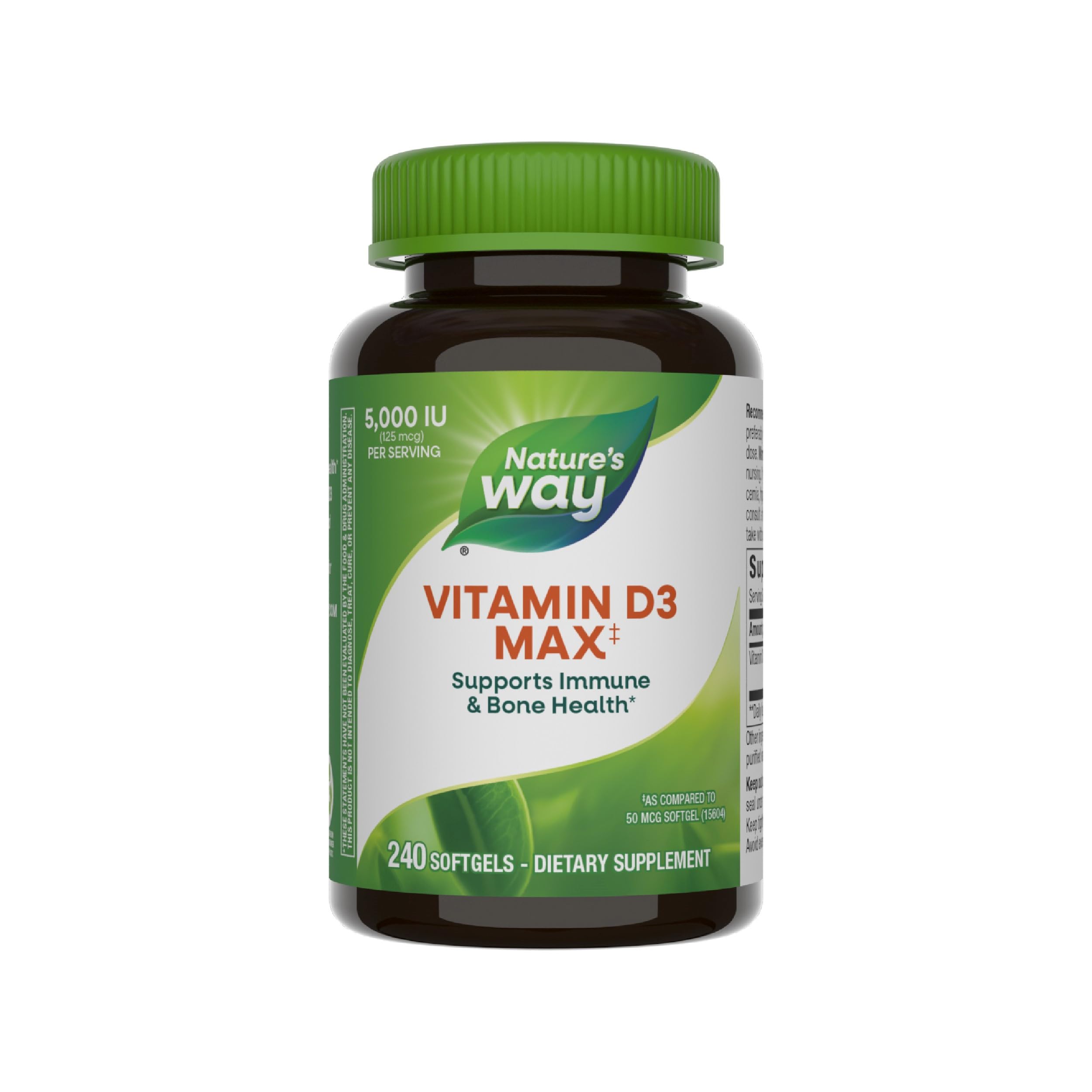 Foto 2 pulgar | Suplemento Nature's Way Vitamin D3 Max 5000 Ui 240 Cápsulas Blandas - Venta Internacional.