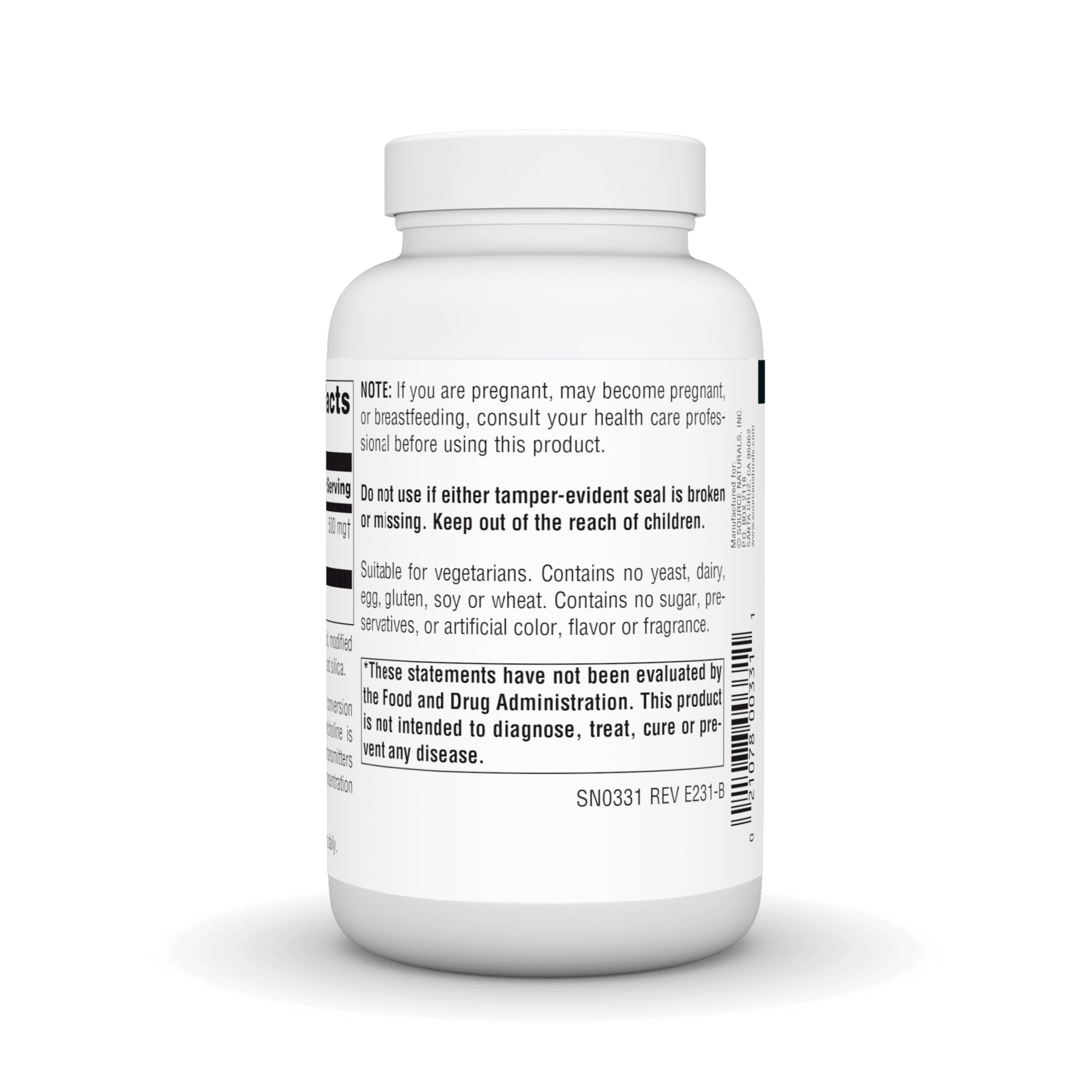 Foto 4 pulgar | Acetil L-carnitina De Supplement Source Naturals, 500 Mg, 120 Comprimidos - Venta Internacional.