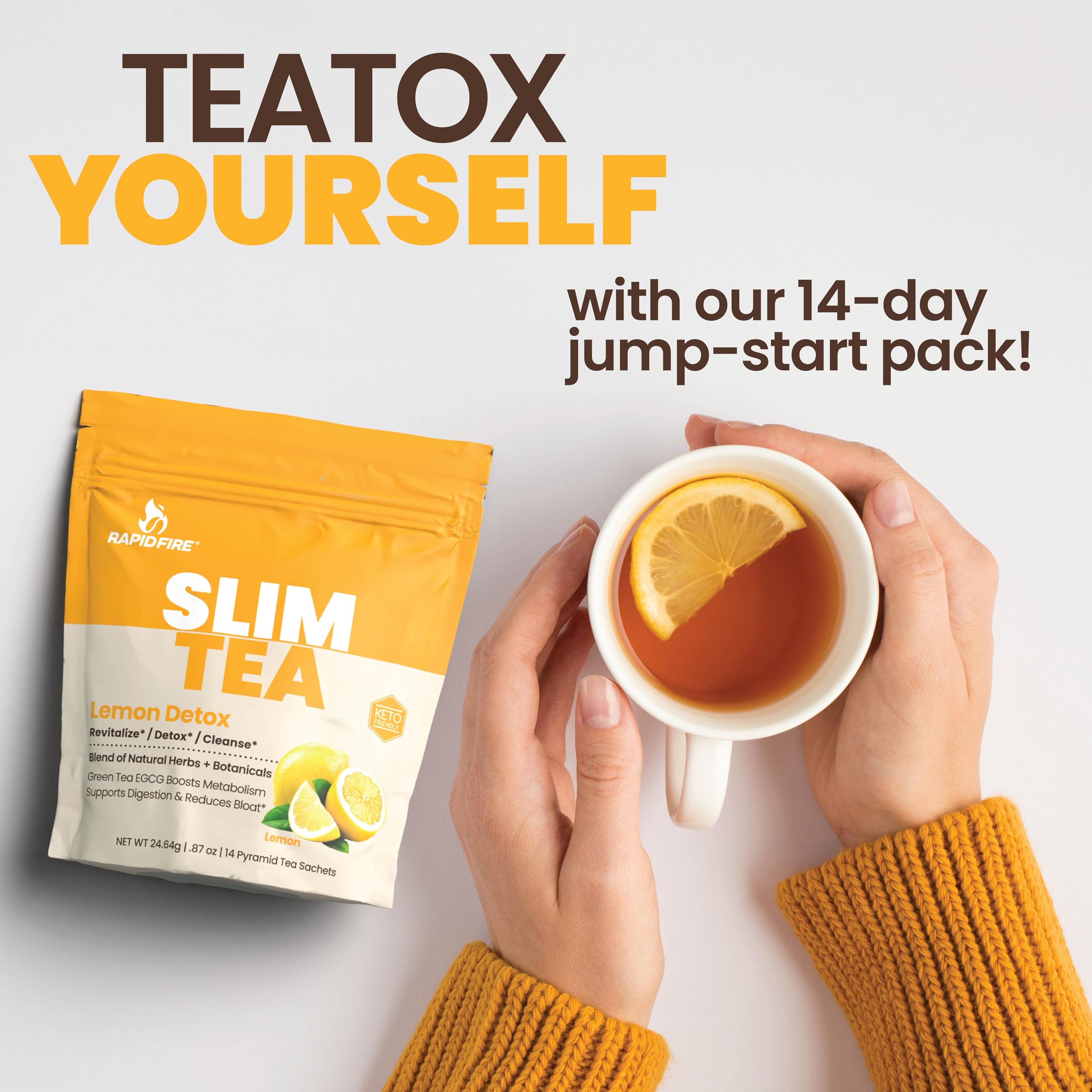 Foto 4 pulgar | Té Teatox Rapid Fire Slim Para 14 Días Con Sabor A Limón Y Hierbas - Venta Internacional.