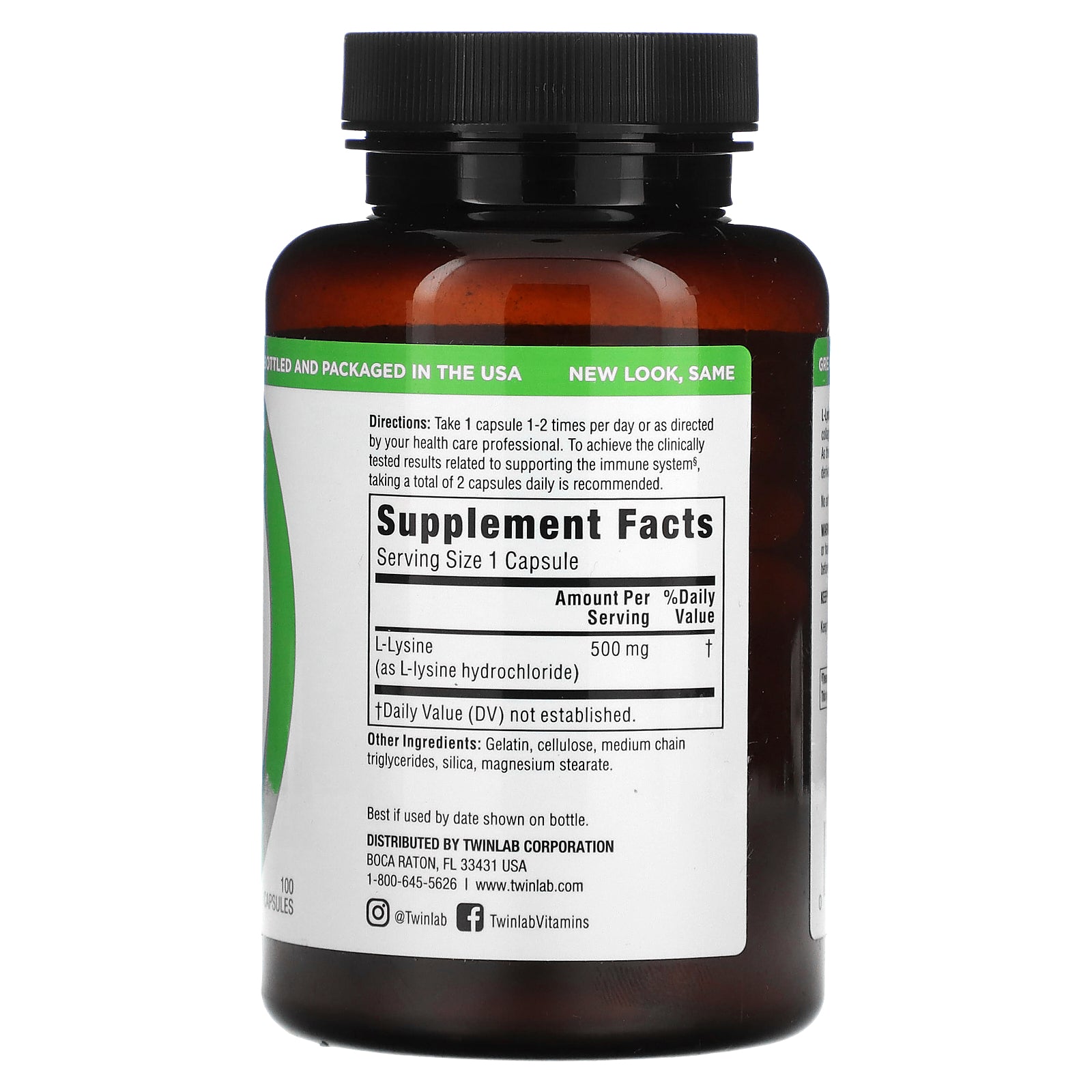 Foto 3 pulgar | Suplemento Twinlab L-lisina 500 Mg 100 Cápsulas - Venta Internacional.