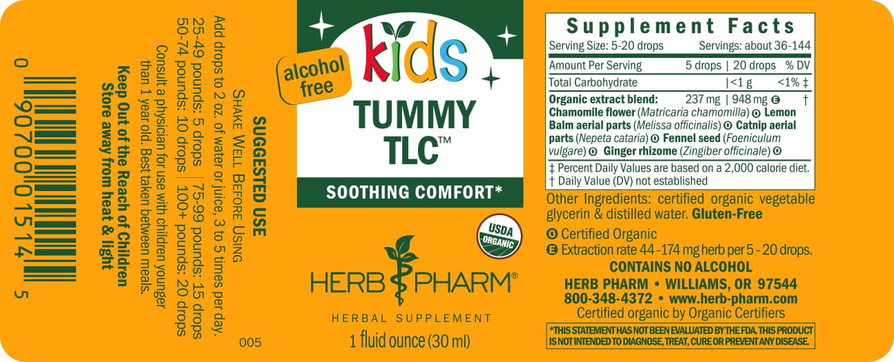 Foto 7 pulgar | Fórmula Herbal Líquida Herb Pharm Kids Tummy Tlc 30 Ml - Venta Internacional.