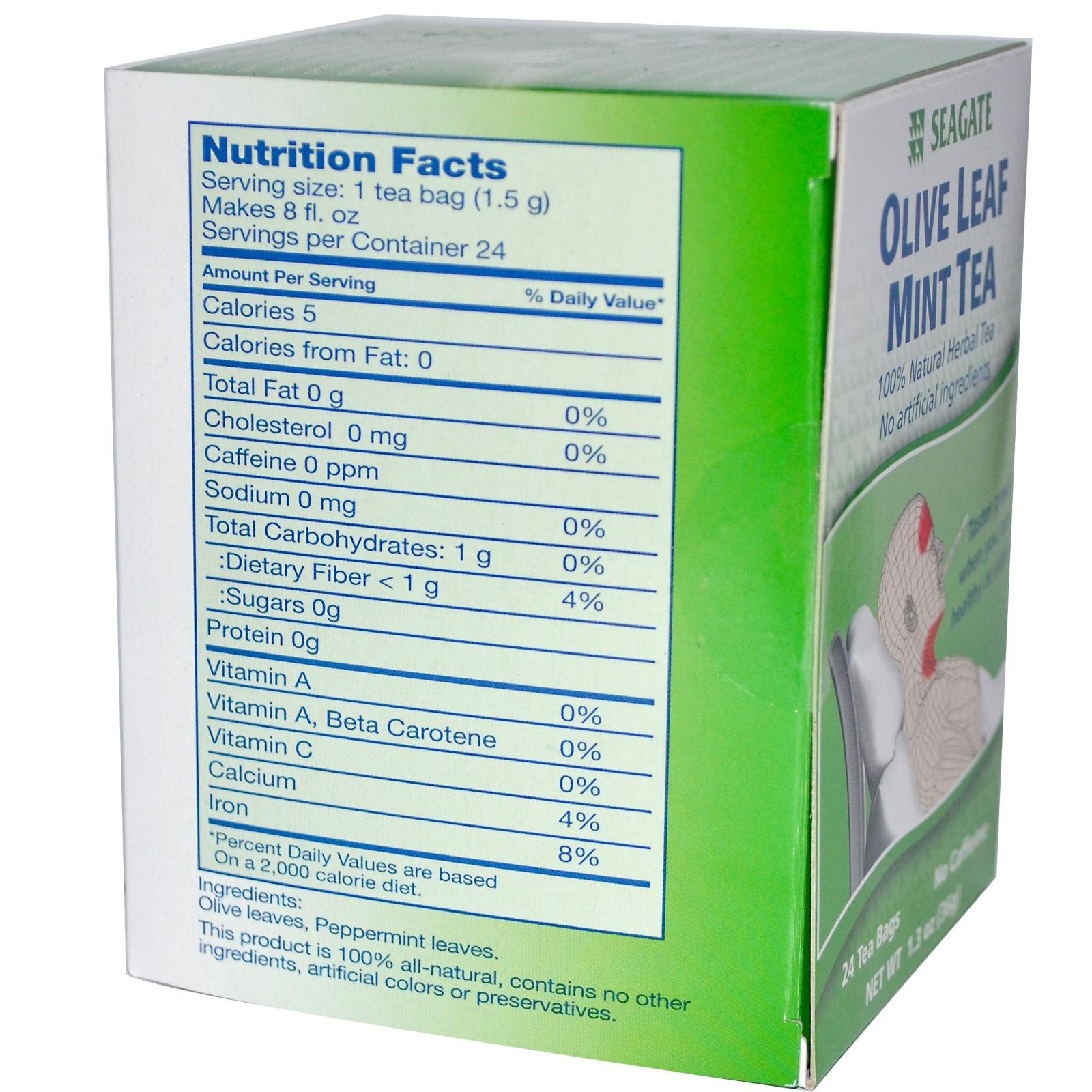 Foto 3 pulgar | Tea Seagate Con Hojas De Olivo Y Menta, 24 Bolsitas De Té, 36 G, 1,3 Oz - Venta Internacional.