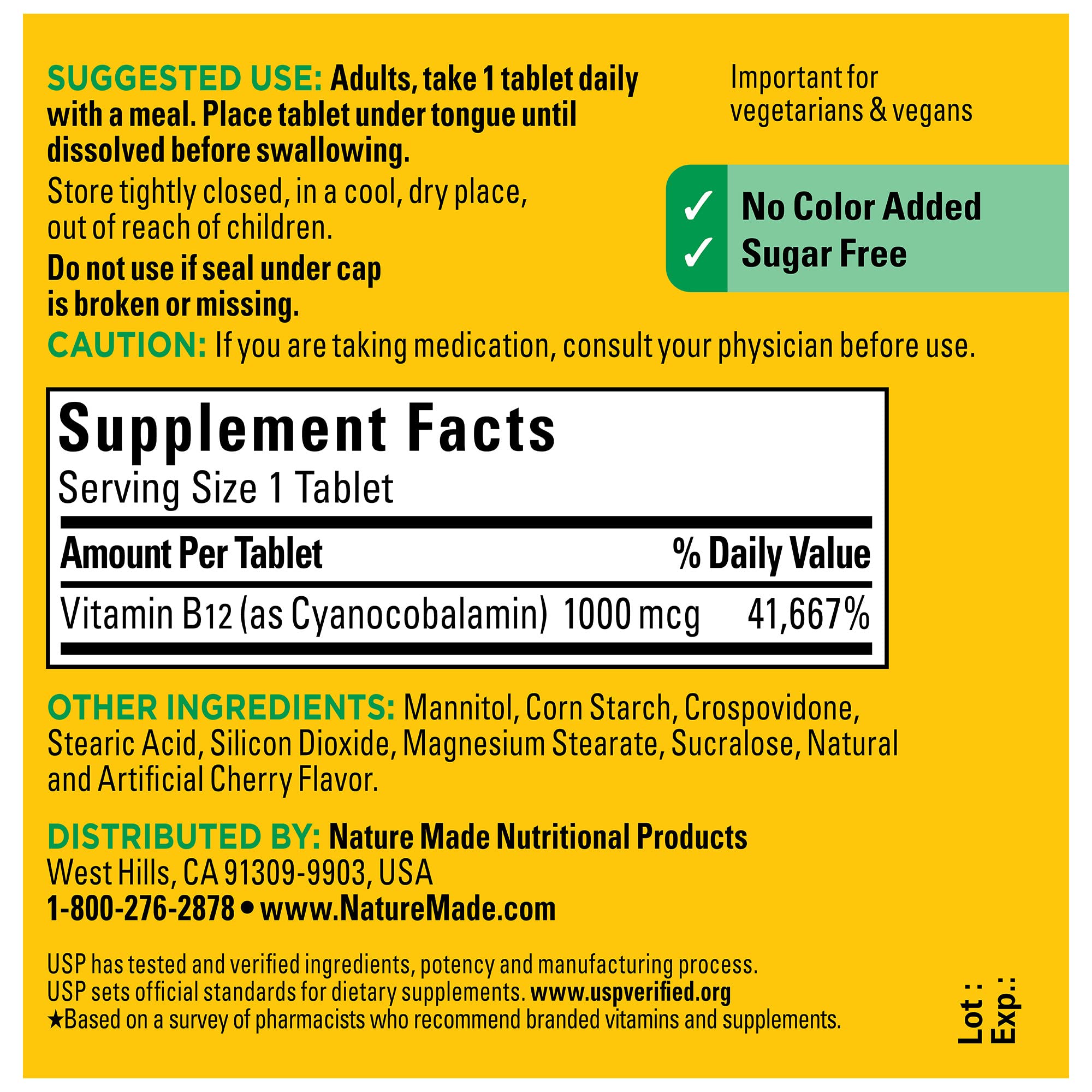 Foto 6 | Suplemento De Vitamina B12 De Nature Made, 1000 Mcg, 50 Tabletas - Venta Internacional.