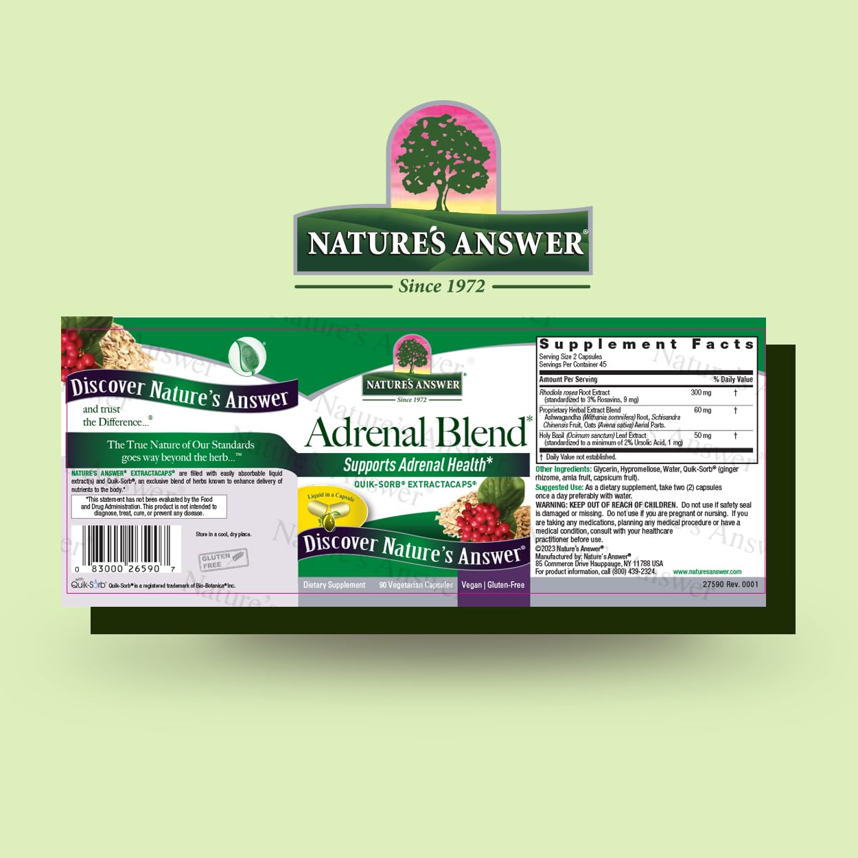 Foto 3 pulgar | Suplemento Nature's Answer Extracaps Adrenal Blend 90 Cápsulas - Venta Internacional.
