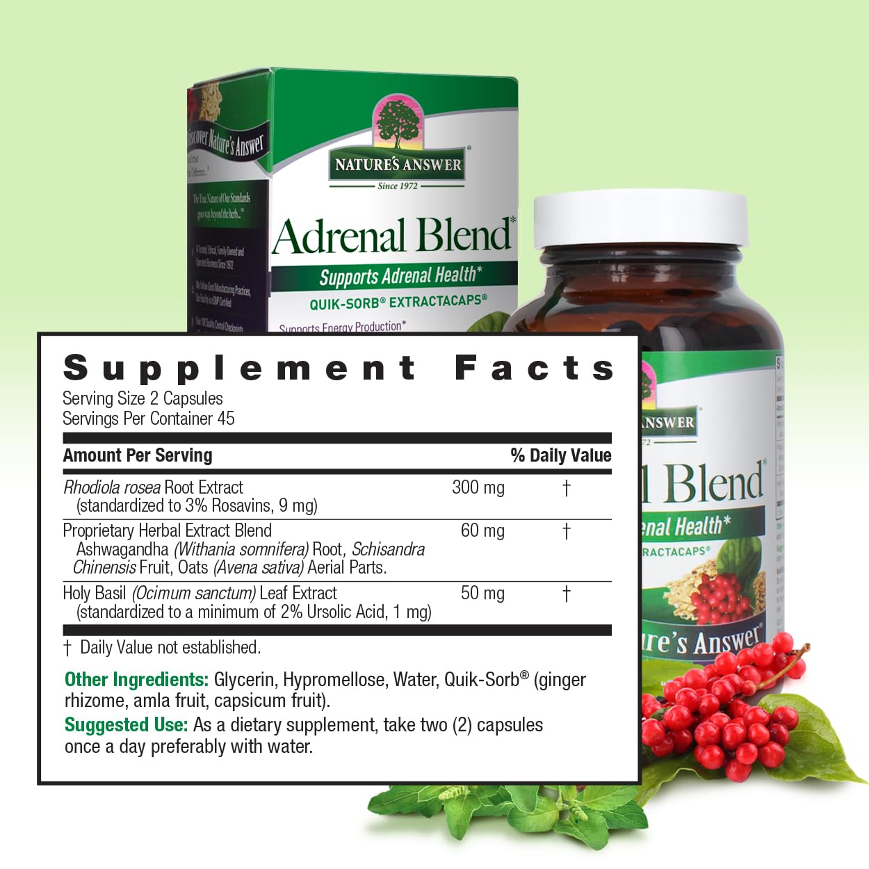 Foto 4 pulgar | Suplemento Nature's Answer Extracaps Adrenal Blend 90 Cápsulas - Venta Internacional.