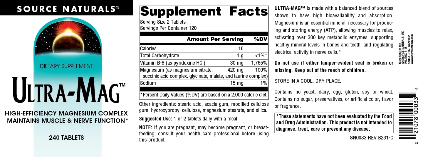 Foto 5 pulgar | Supplement Source Naturals Ultra-mag De Alta Eficiencia 240 Comprimidos - Venta Internacional.