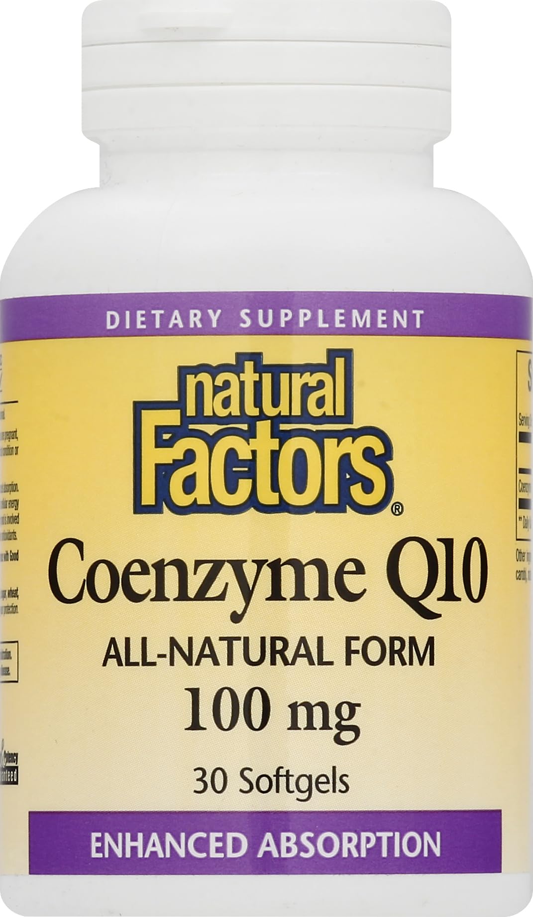 Foto 2 pulgar | Suplemento Natural Factors, Coenzima Q10, 100 Mg, Cápsulas Blandas X30 - Venta Internacional.