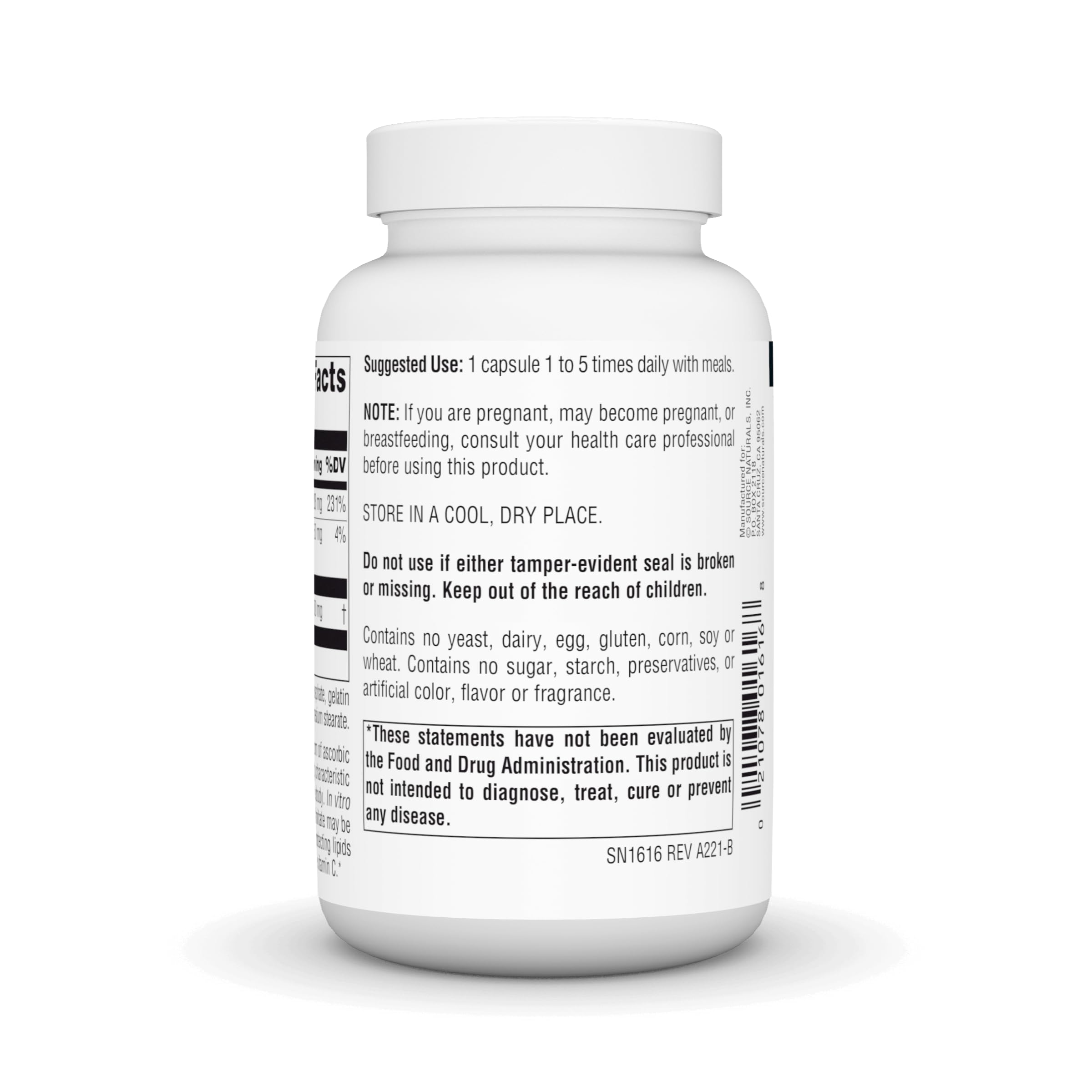 Foto 4 pulgar | Palmitato De Ascorbilo Supplement Source Naturals 500 Mg 90 Cápsulas - Venta Internacional.