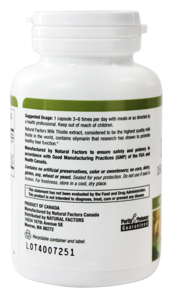 Foto 6 pulgar | Suplemento Natural Factors Milk Thistle 250 Mg 60 Cápsulas - Venta Internacional.
