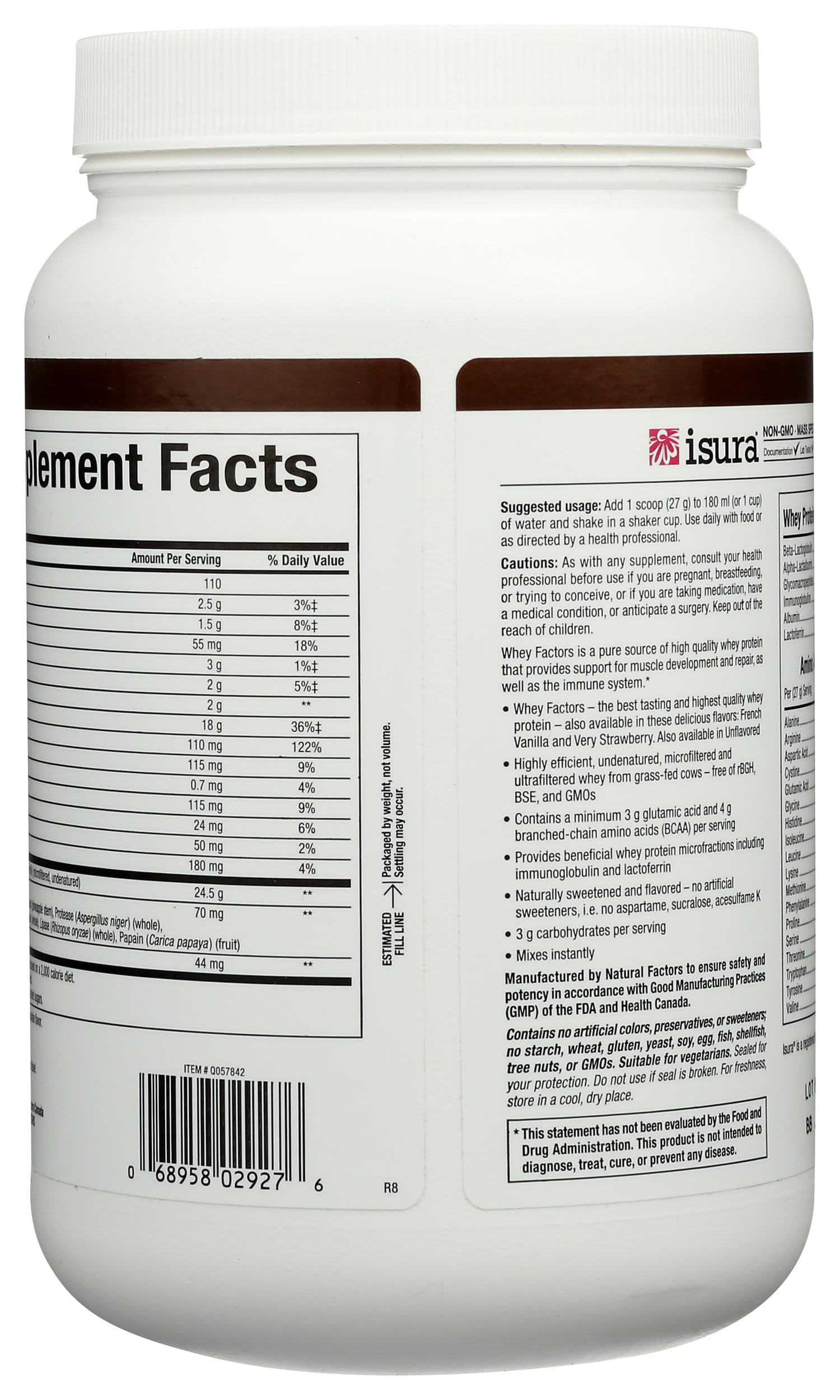 Foto 3 pulgar | Concentrado De Proteína De Suero Natural Factors Whey Factors 350 Ml - Venta Internacional.