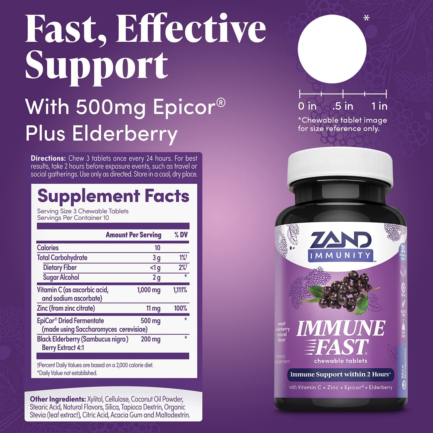 Foto 4 pulgar | Mastica Zand Immune Fast Saúco Con Epicor Y Vitamina C 30 G - Venta Internacional.