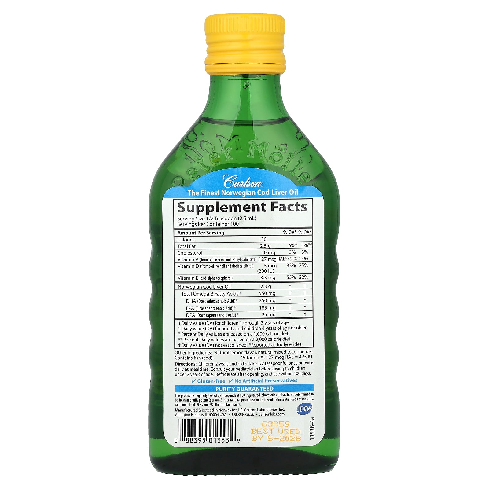 Foto 3 pulgar | Suplemento De Aceite De Hígado De Bacalao Noruego Para Niños Carlson, 250 Ml - Venta Internacional.