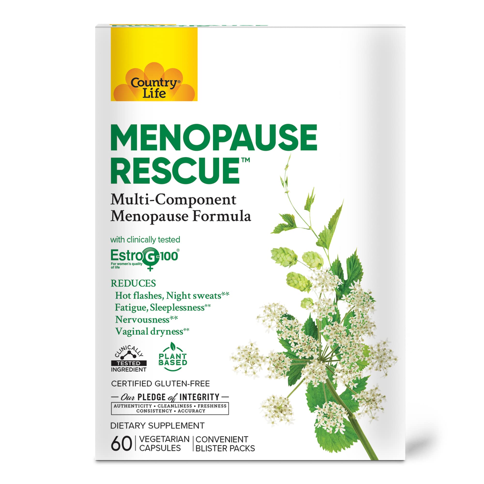 Foto 2 pulgar | Suplemento Country Life Menopause Rescue 60 Cápsulas - Venta Internacional.