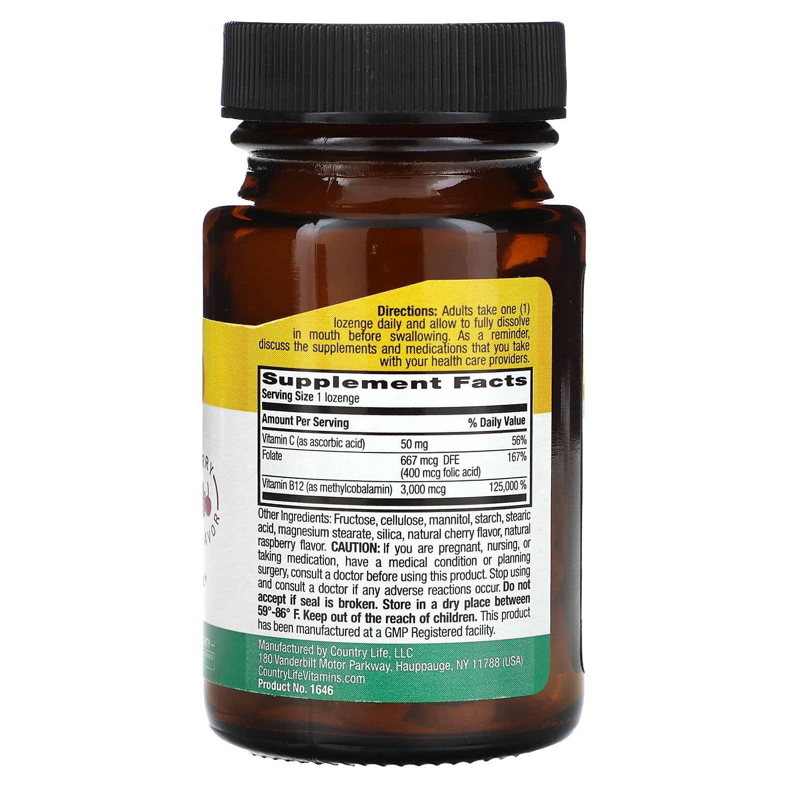 Foto 3 pulgar | Suplemento Country Life Superior B-12 3000 Mcg, 50 Pastillas Sublinguales - Venta Internacional.
