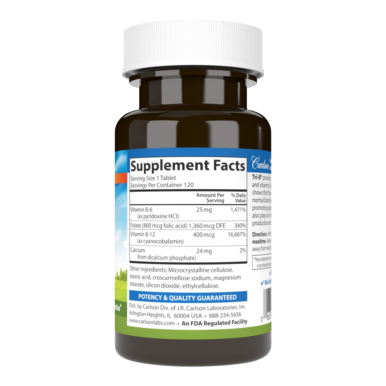 Foto 3 pulgar | Suplemento Carlson Tri-b Vitamina B Complex 120 Comprimidos - Venta Internacional.