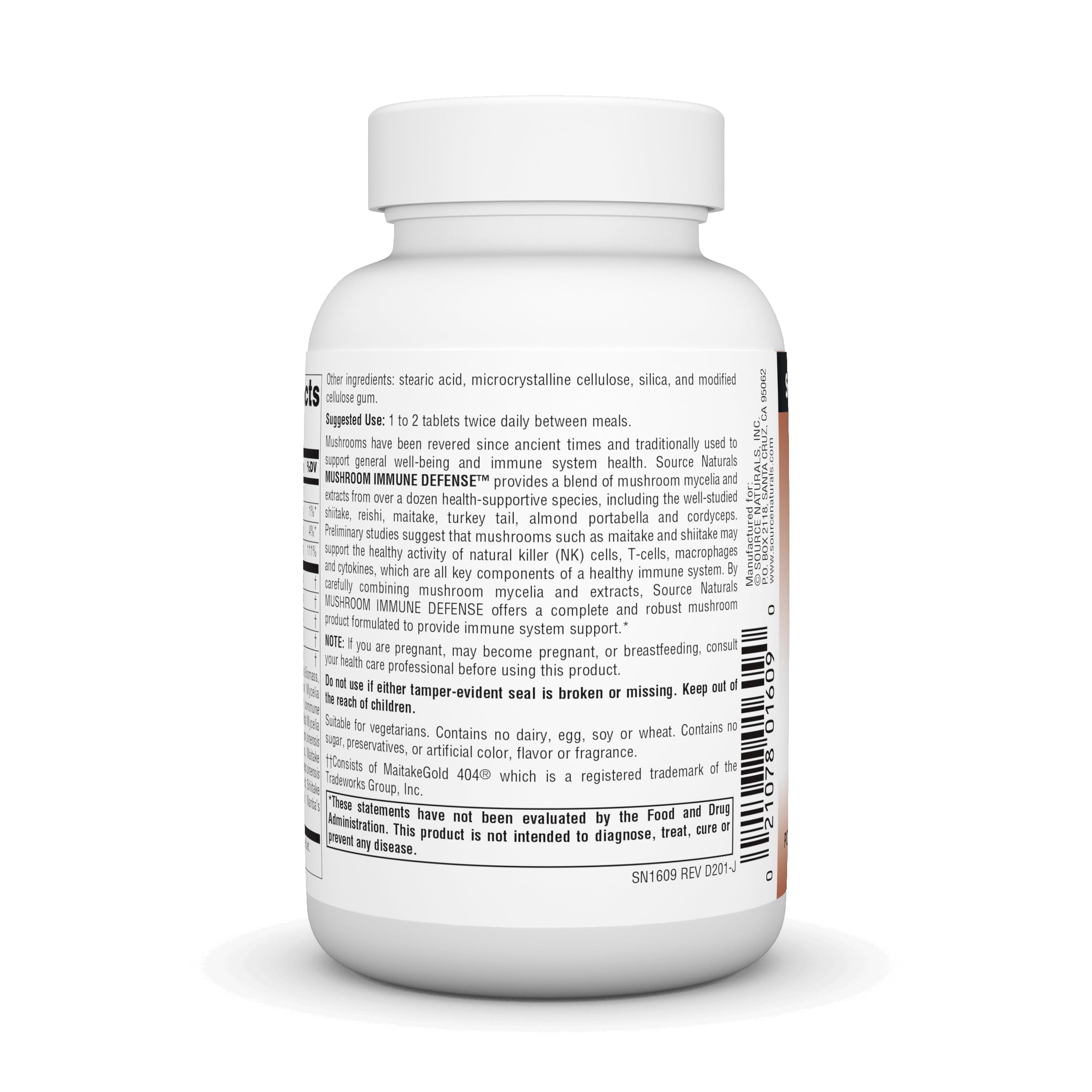 Foto 4 pulgar | Supplement Source Naturals Mushroom Immune Defense 60 Comprimidos - Venta Internacional.