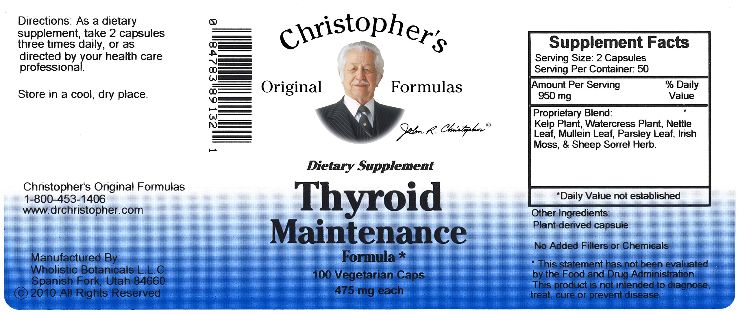 Foto 5 pulgar | Suplemento Dr. Christopher's Thyroid Maintenance 100 Cápsulas - Venta Internacional.