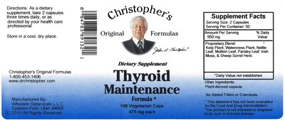 Foto 4 | Suplemento Dr. Christopher's Thyroid Maintenance 100 Cápsulas - Venta Internacional.