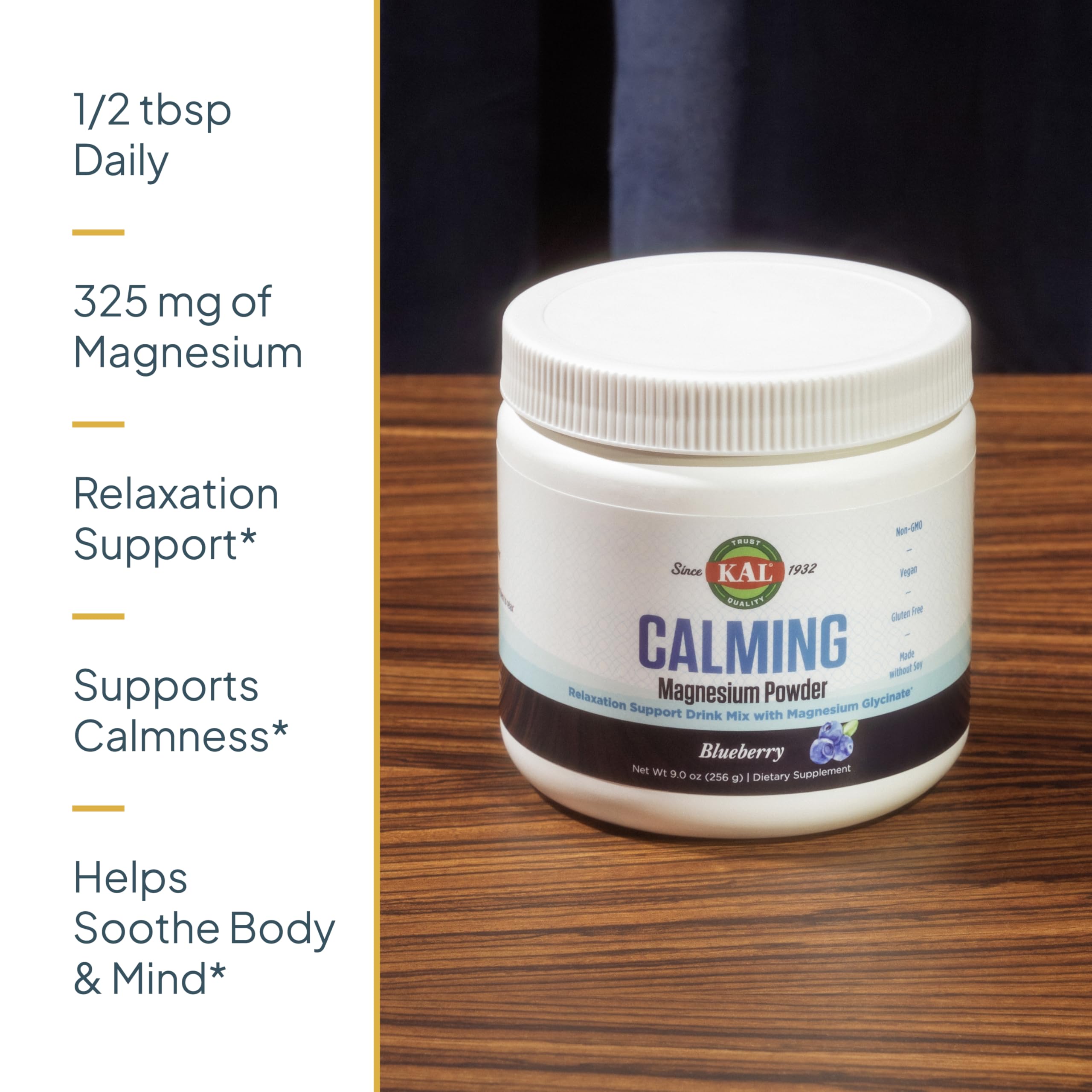 Foto 5 pulgar | Suplemento De Magnesio Kal Calming Powder Blueberry 250 Ml - Venta Internacional.