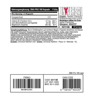 Foto 4 | Suplemento Universal Nutrition Zma Pro, Zinc, Magnesio Y Vitamina B6 - Venta Internacional.