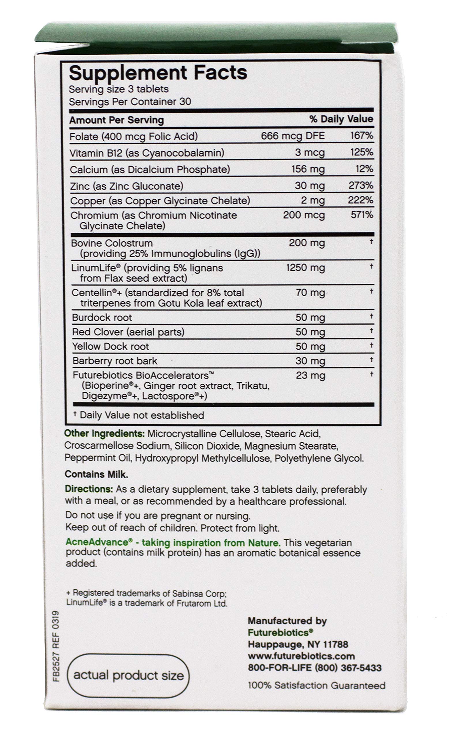 Foto 3 pulgar | Suplemento Futurebiotics Acneadvance 90 Tabletas Vegetarianas - Venta Internacional.