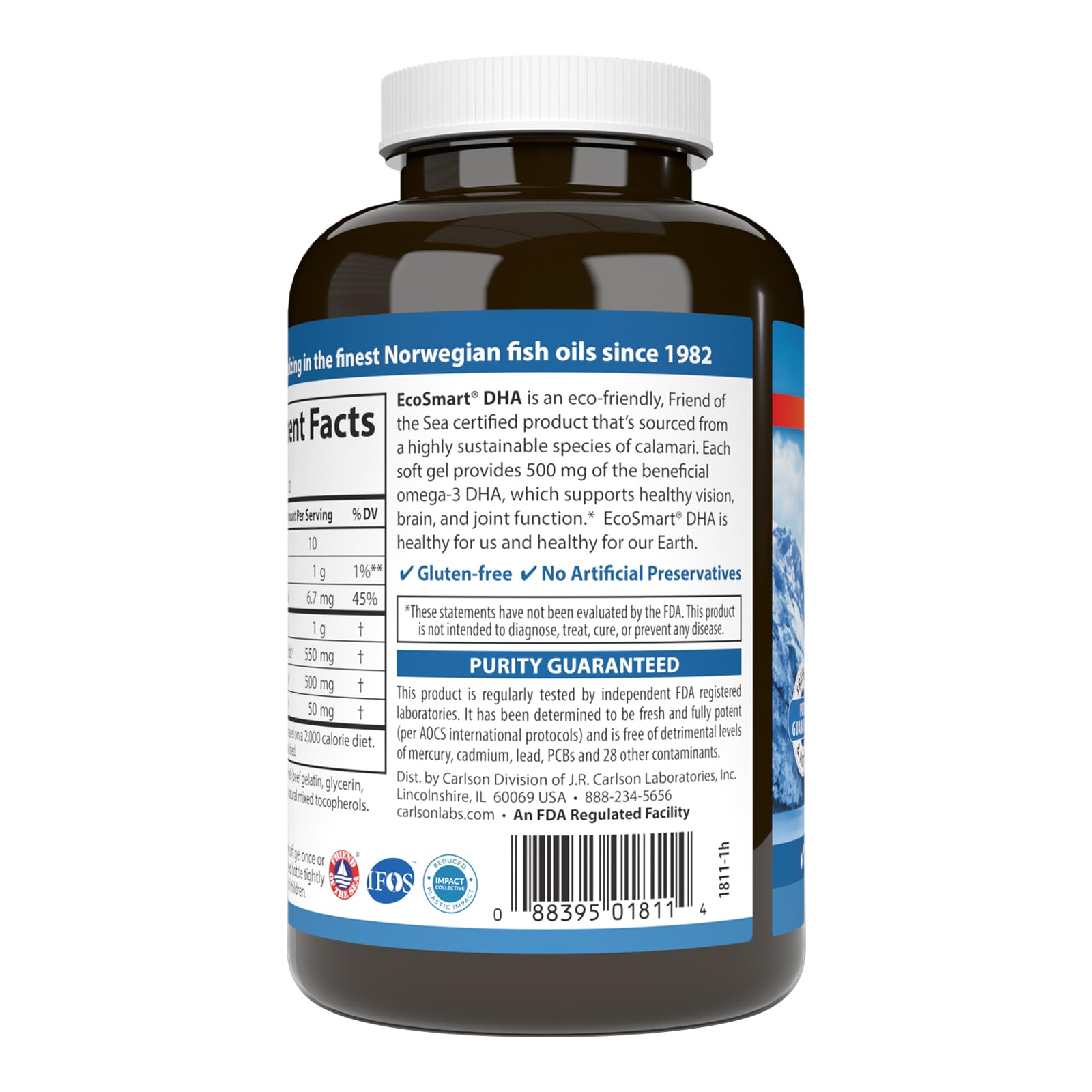 Foto 4 pulgar | Suplemento Carlson Ecosmart Dha 500 Mg Dha 120 Cápsulas Blandas - Venta Internacional.