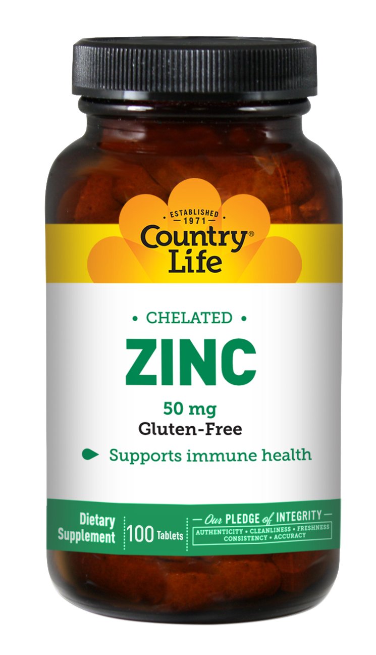 Foto 2 pulgar | Suplemento Country Life De Zinc Quelado 50 Mg 100 Comprimidos - Venta Internacional.