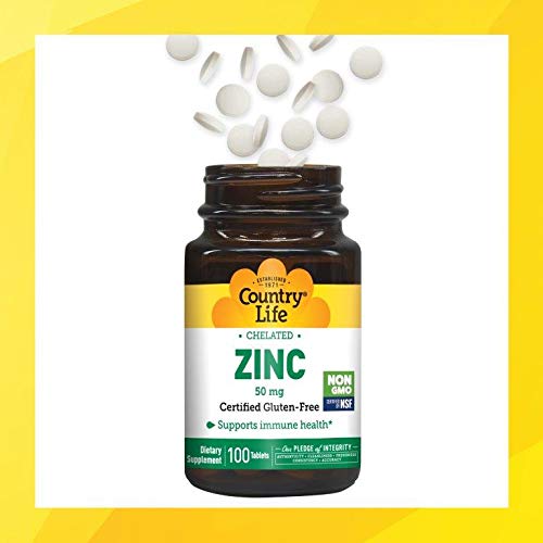 Foto 7 pulgar | Suplemento Country Life De Zinc Quelado 50 Mg 100 Comprimidos - Venta Internacional.