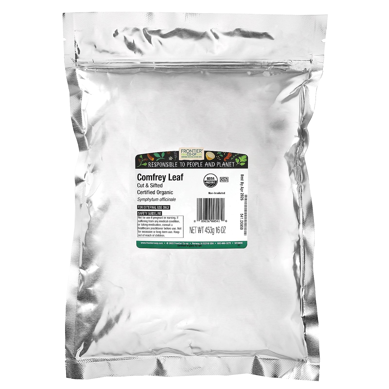 Foto 2 | Hoja De Comfrey Frontier Co-op Orgánica Cortada Y Tamizada 453 G - Venta Internacional.