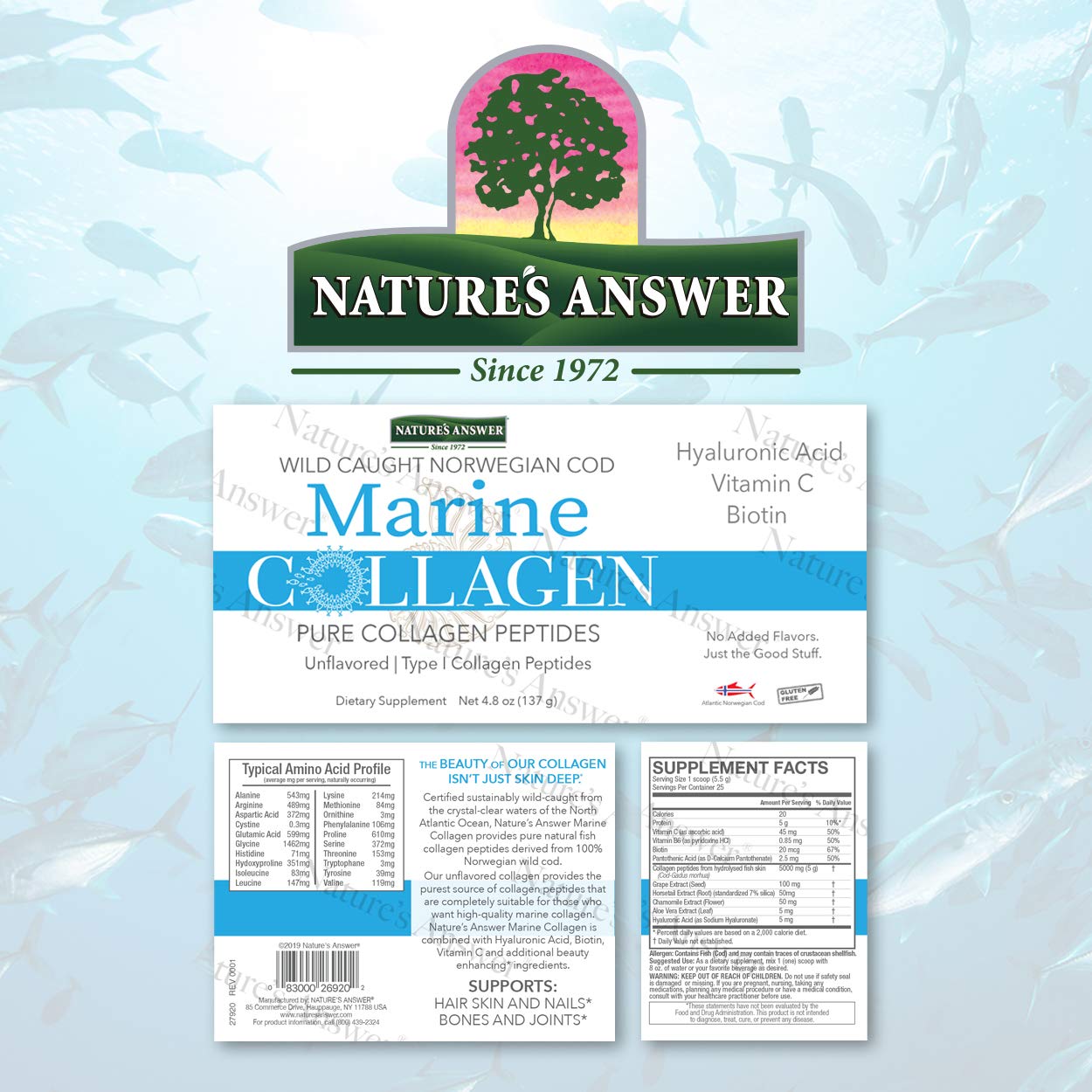 Foto 3 pulgar | Suplemento De Colágeno Marino Nature's Answer De 140 Ml Con Ácido Hialurónico Y Biotina - Venta Internacional.