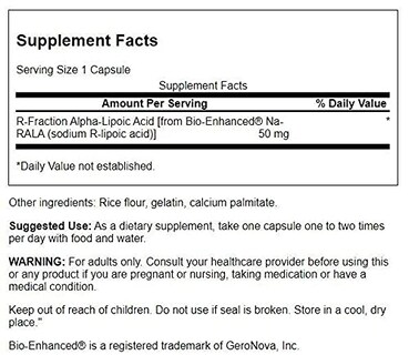 Foto 2 | Suplemento De Ácido Alfa Lipoico Swanson Ult R-fraction 50 Mg 60 C - Venta Internacional.