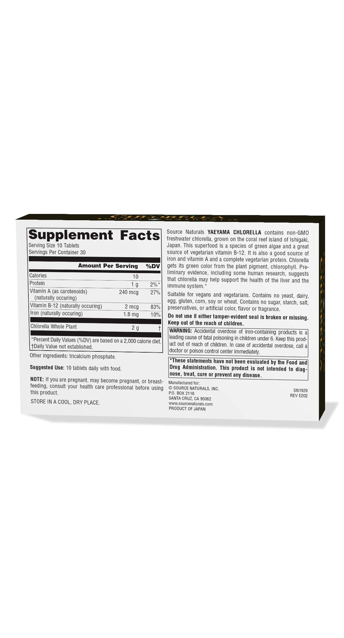 Foto 2 | Yaeyama Chlorella 300 Comprimidos De Supplement Source Naturals - Venta Internacional.