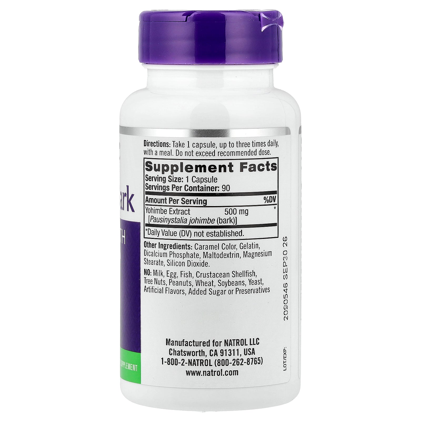 Foto 2 | Suplemento Natrol Yohimbe Bark 500 Mg 90 Cápsulas - Venta Internacional.