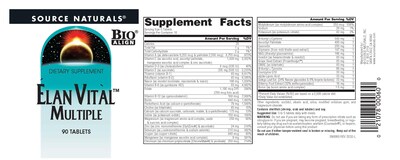 Foto 4 | Suplemento Source Naturals Elan Vital Multiple 90 Comprimidos - Venta Internacional.