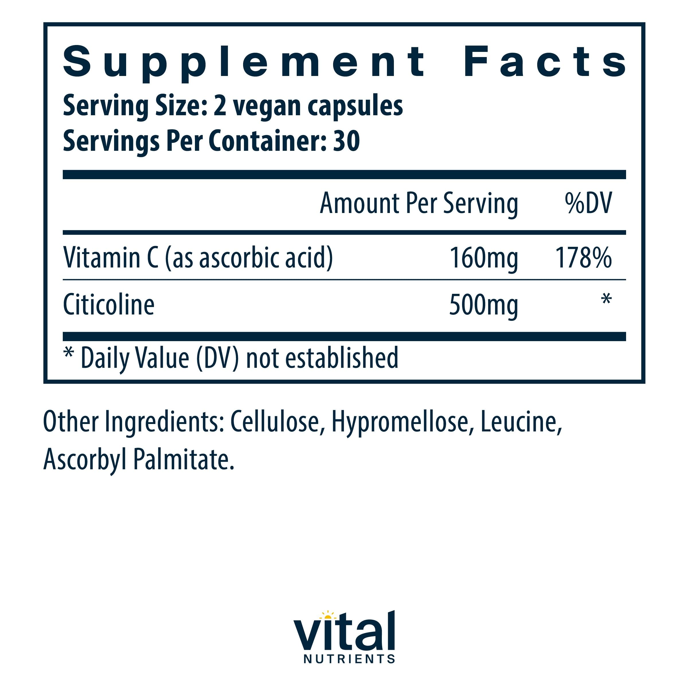 Foto 3 pulgar | Suplemento Vital Nutrients Citicolina 250 Mg 60 Cápsulas - Venta Internacional.
