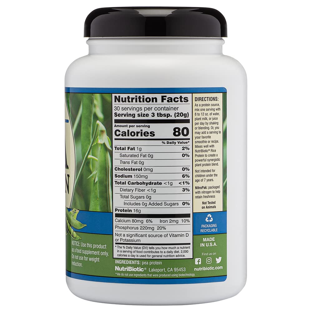 Foto 4 pulgar | Proteína En Polvo Nutribiotic Pea Protein Plain 620 Ml - Venta Internacional.