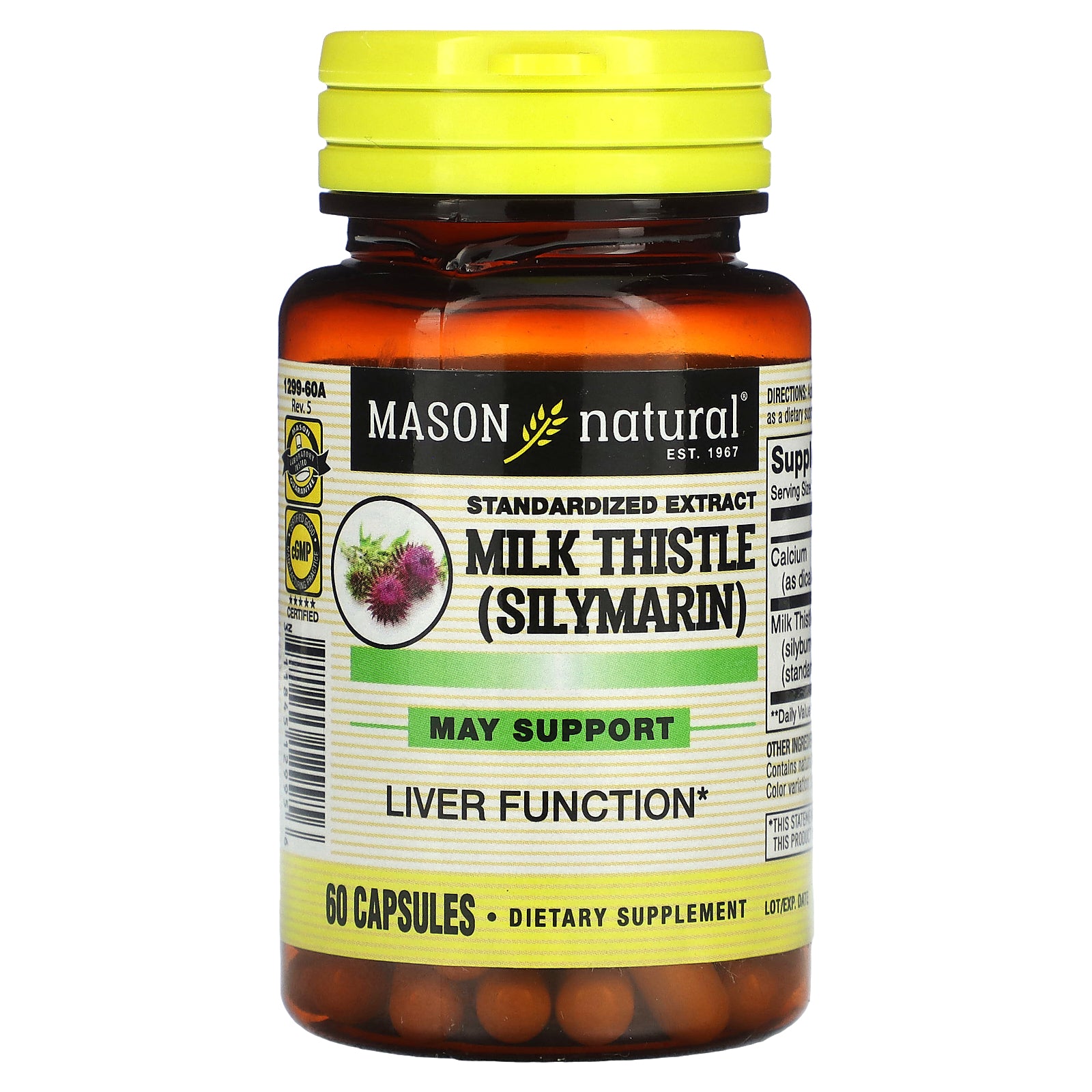 Foto 2 pulgar | Suplemento Mason Natural Milk Thistle Silymarin 60 Cápsulas - Venta Internacional.