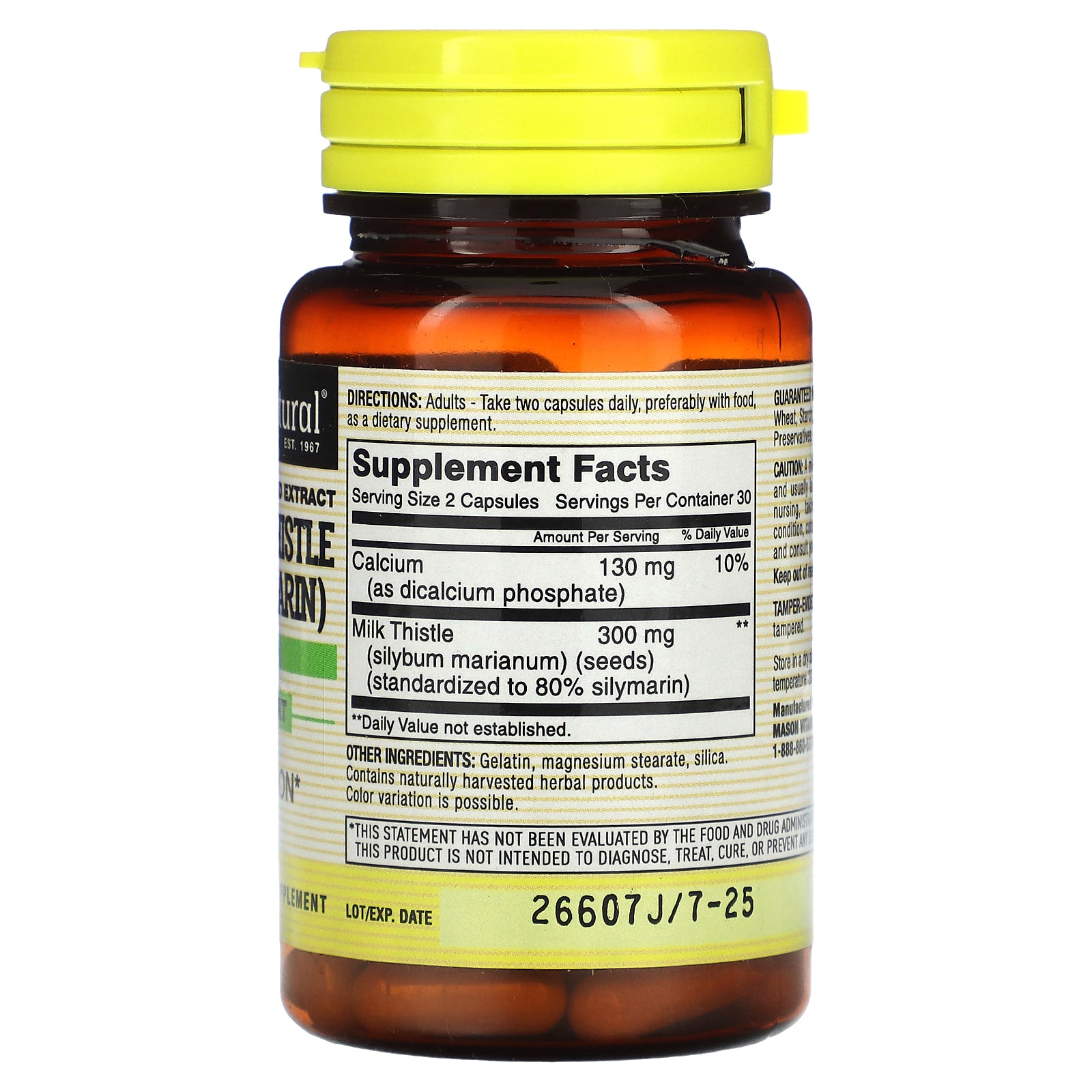Foto 3 pulgar | Suplemento Mason Natural Milk Thistle Silymarin 60 Cápsulas - Venta Internacional.