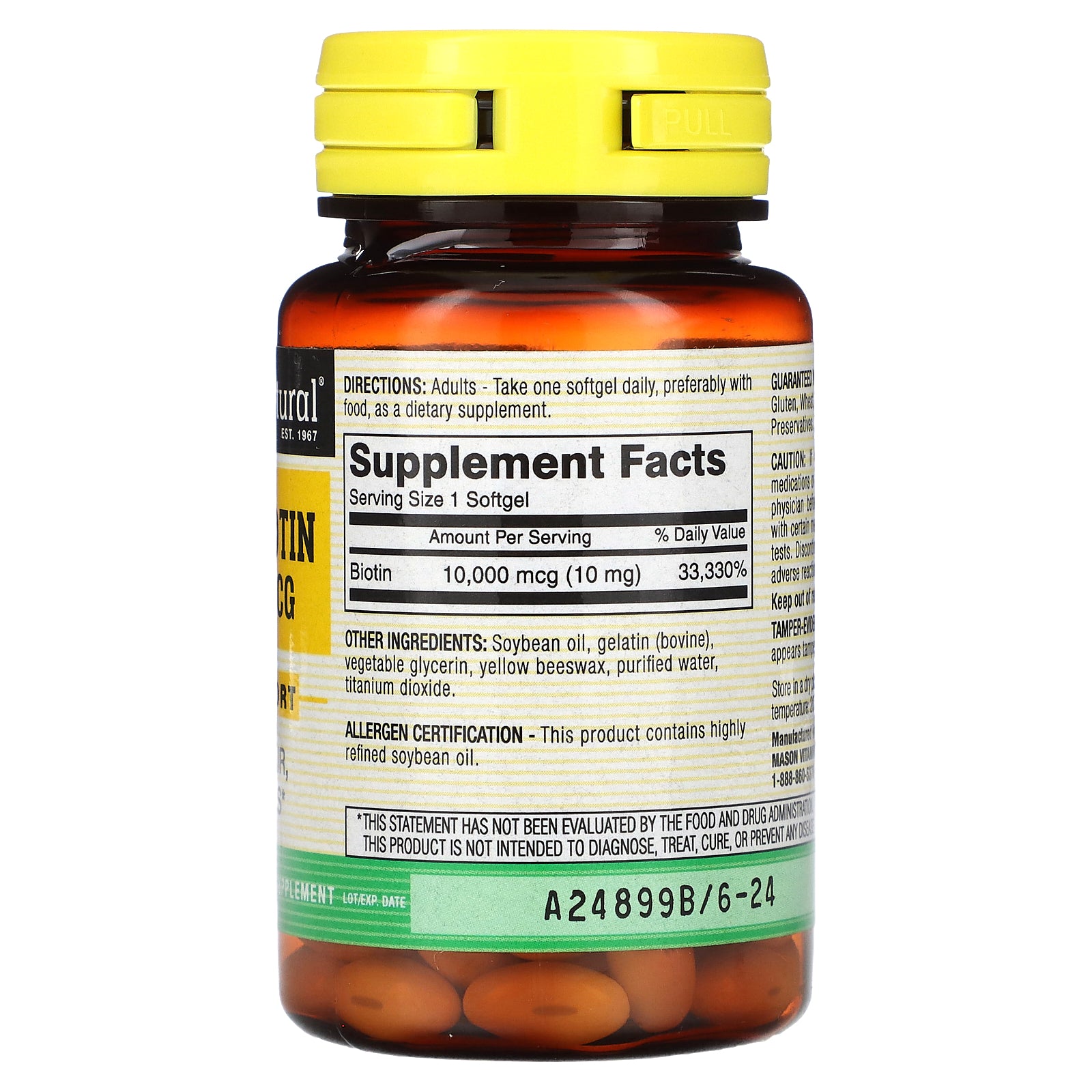 Foto 2 | Suplemento Mason Natural Mega Biotina, 10 000 Mcg, 50 Cápsulas Blandas - Venta Internacional.