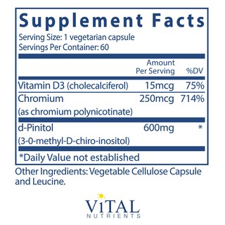 Foto 2 | Suplemento Vital Nutrients D-pinitol 600 Mg 60 Cápsulas - Venta Internacional.