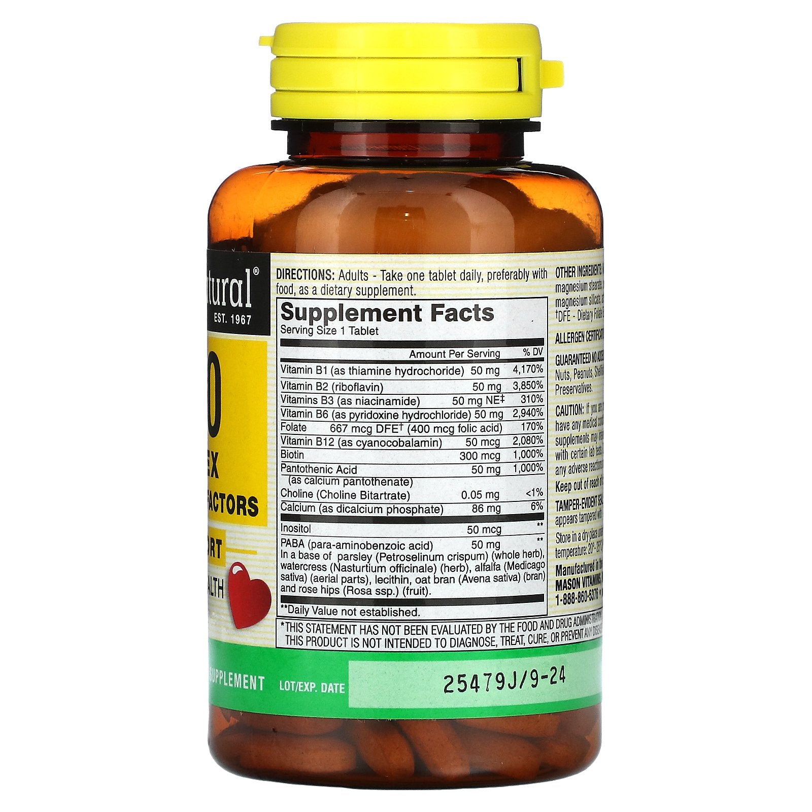 Foto 3 pulgar | Suplemento Mason Natural B-50 Complex 100 Comprimidos - Venta Internacional.